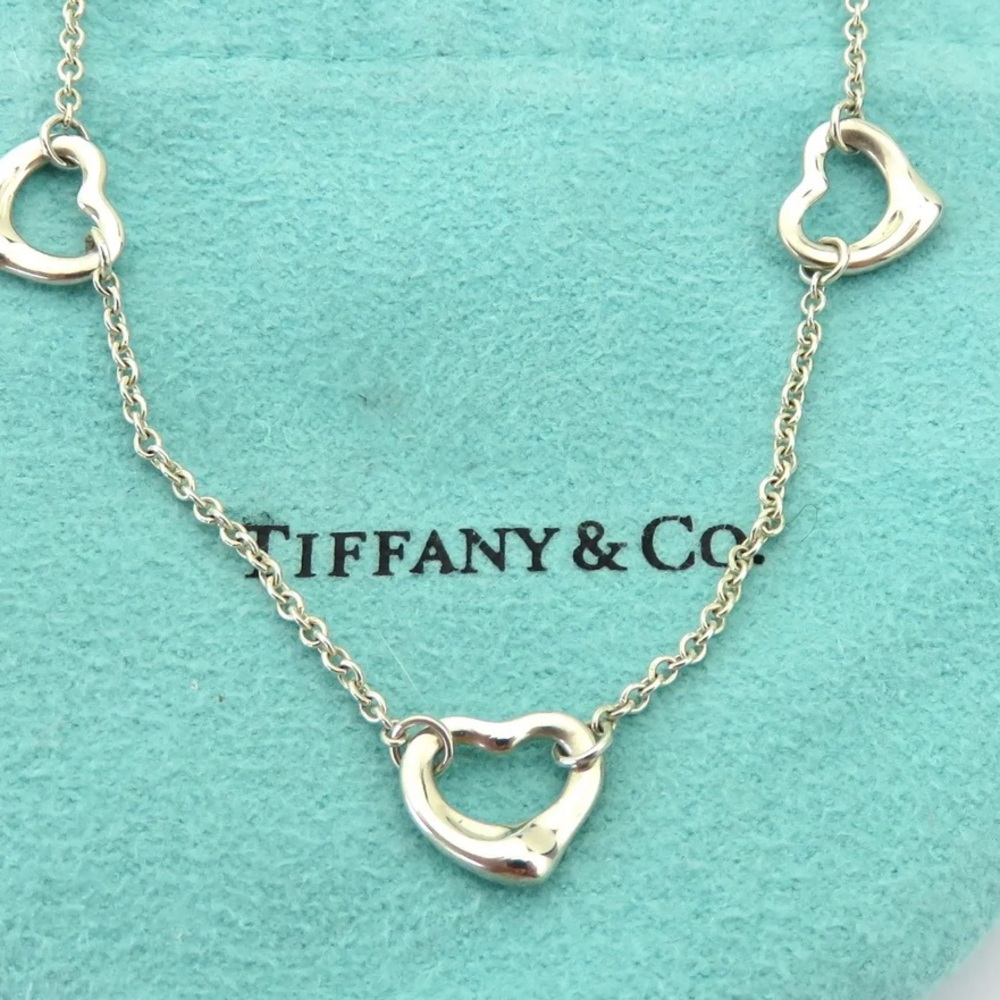 Tiffany & Co 925 Sterling Silver Necklace 3 Hearts 💙